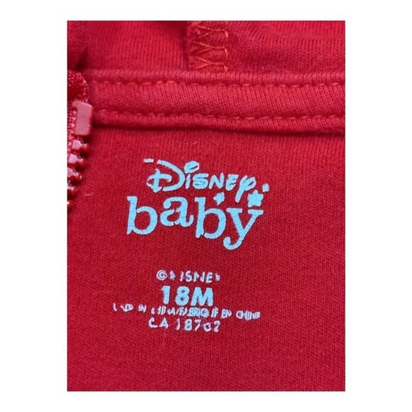 Disney Baby Hoodie Jacket 18M Red Mickey Mouse Ears Full Zip Cotton - Picture 6 of 8